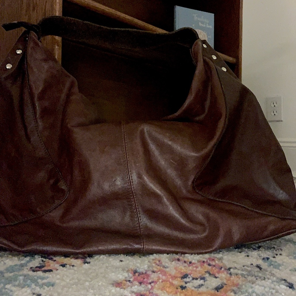 Rich dark brown genuine leather Over the shoulder Purse